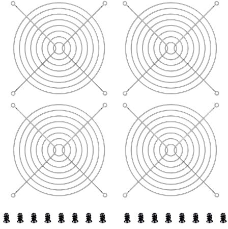 YIMATEECO Rejillas Ventilador 140mm, Metal Grill Ventilador Protectoras con Tornillos Rejilla Metal Dedo Protector,para Estuche Computadora Impresora 3D Accesorios Ventilación （ 4 Piezas plata）