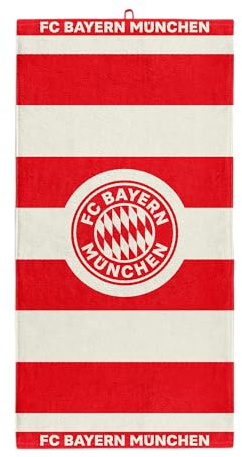 FC Bayern München Handtuch 180x90 cm (Rot/Weiß) I Saugfähiges Duschtuch I Badetuch I aus 100% Baumwolle mit gewebtem Vereinswappen I Offiziell lizenziert
