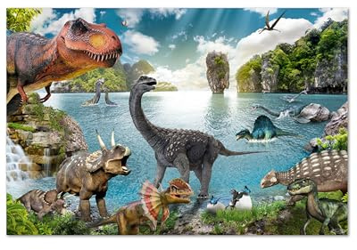 Close Up Schreibtischunterlage Dinosaurier für Kinder | 60 x 40cm | Abwischbar, wasserfest, reißfest | Detailreiche und liebevoll gestaltetes Motiv | Designed & Made in Germany