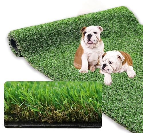 Nisorpa Kunstrasen 10x1m, Rasenteppich Outdoor 30 mm Höhe, Kunstrasenteppich Meterware Wasserdurchlässiger Kunstrasen Rolle Outdoor, Kunststoffrasen für Terrasse Balkon, Natürlich Grün