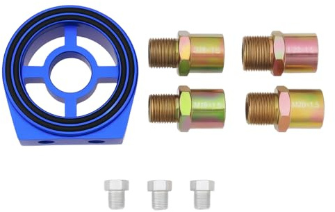 OTOTEC 1Set Ölfilter-Sandwich-Adapterplatten-Kit 1/8 NPT Öltemperatursensor-Adapter Druckadapter Ölfilter M18 M20 M22 3/4-16 Gewindeadapter Blau