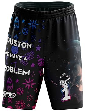 Ataviko Houston Pantaloncino Gym Beach Volley Mare (IT, Testo, M, XXL, Regular, Regular, Standard, Nero)