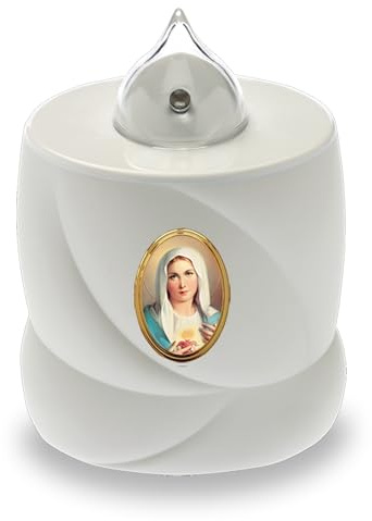 AROBA Vela LED para tumba, efecto parpadeante, largo tiempo de combustión de hasta 200 días, reutilizable, color blanco, Santa María