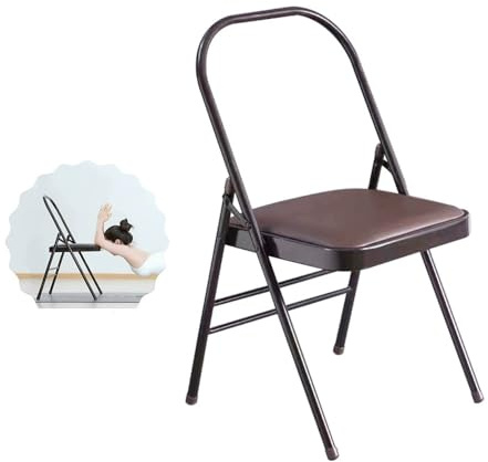 RTVGNSZSJL Yoga-Stuhl Für Erwachsene, Yoga-Klappstuhl Mit Gepolstertem，Yoga-Hilfsstuhl, Schwarz/Braun Tragbarer Faltbarer Yoga-Stuhl(Brown)