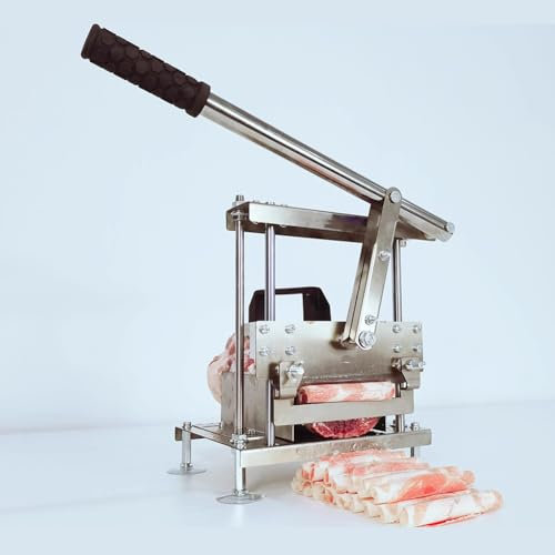 TT-YEC Cortadora De Carne Congelada Pequeña De Acero Inoxidable, Espesor Ajustable De 1 A 6 Mm, con Base Antideslizante con Ventosa, Cortadora De Carne Manual