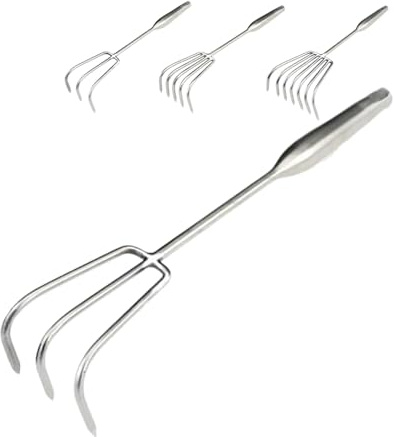 Multifunctional Stainless Steel Garden Planting Rake, Thick and Long Stainless Steel Garden Claw Rake, Garden Tools with 3-Tine, 5-Tine, 7-Tine Options, Suitable for Garden Lawn Orchard (3 Tine)