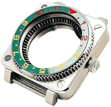 YELEMEABHB 42 mm fyrkantig cockpit klockboett i safirglas, passar till for NH35 NH36 7S26 urverk, 28,5 mm urtavla klockboett Klockfodral(S02)