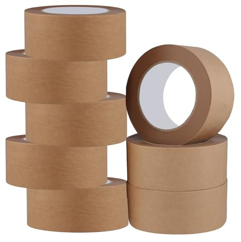 SYUTBOU Scotch Marron 8 Rouleaux - Ruban Adhésif en Papier Kraft 50m x 5cm - Pour Emballage, Colis, Carton et Déménagement