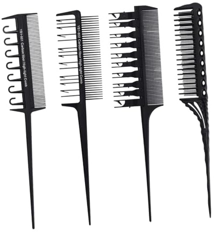 Gatuida 4pcs Professional Hair Coloring Comb Set with Comfortable Handle Hair Highlighting Tools for Salon Use Anti-static Tail Combs for Precise Strand Separation and Easy Dye Application