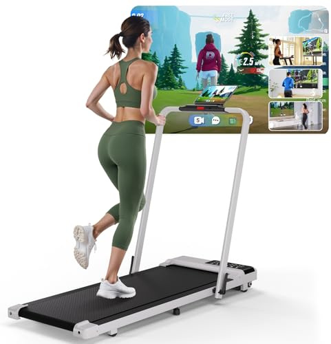 Walking Pad Klappbar Laufband für Zuhause 1–12 km/h 3-in-1 Walking Pad Max Belastung 136KG Klappbares Laufband für Zuhause & Büro mit APP und KI-Training Couses