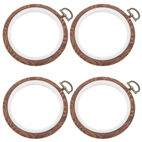 Gatuida Stickrahmen Rund Klein 10.00 Cm 4 Stück Mini Stickrahmen Aus Kunststoff Für Kreuzstich Stickerei Nähen Und Diy Bastelprojekte Mit Vintage-Design Für Präzises Arbeiten