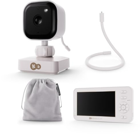 Kinderkraft NITEEYE TRAVEL Babyphone mit Kamera und 4,3'' Monitor ohne WLAN, kabellos, VOX-Modus, Nachtsicht, Gegensprechfunktion, Temperatursensor, 8 Schlaflieder, Flexibler Halter, Weiß
