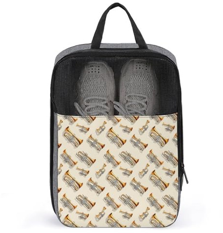 Borse per scarpe da golf, per donne e uomini, con stampa classica di musica tromba, borse da viaggio per scarpe da viaggio, borse per scarpe da ballo da bowling calcio borsa organizer per palestra con
