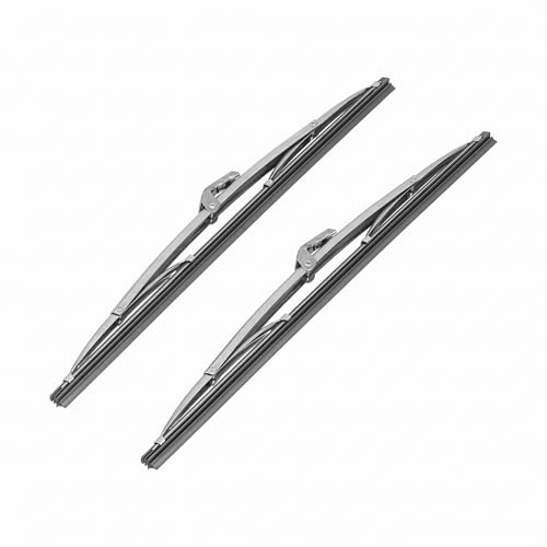 Sorandy Escobillas de Limpiaparabrisas Delantero de Acero Inoxidable Duradero para Automóvil, 12 Pulgadas, a Prueba de Lluvia, a Prueba de Sol, Ajuste Universal, Plata Pulida para la Mayoría de los