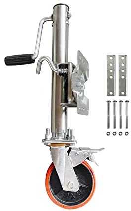 Manual Jack 6 Inch Solid Wheel with Brake Cap 1200 LBS Trailer Jack Jockey Wheel Boat RV Parts Accessories Trolley Jack