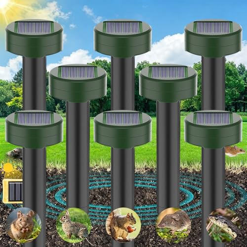 RéPulsif Solaire Anti Taupe 8 Pièces, Anti Taupe Solaire Vibration et Ultrasons, sans Danger pour Les Animaux, Contre Les Taupes, Les Campagnols et Les Rongeurs de Jardin