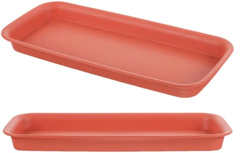 LIGIGWASH Sottovasi Rettangolari per Fioriera in Plastica Rossi 2 Pezzi | Raccolta Dell’Acqua, Trattengono Terriccio, Proteggono Pavimento, Riutilizzabili per Vasi