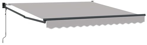 Roanoer Toldo con brazo articulado, gris claro, 300 x 250 x 165 cm, toldo retráctil de poliéster, toldo estable para terraza, balcón y jardín