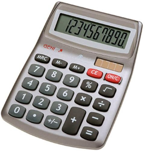 GENIE 540 10-stelliger Design-Tischrechner (Dual-Power (Solar und Batterie); kompakt) grau