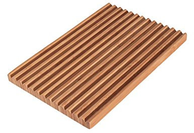 FranquiHogar - Tabla de Cortar de Bambú para Pan con Crestas - Corte Rápido, Fácil Limpieza, Diseño Moderno - 30 x 20 x 1.9 cm, Marrón, Bambú