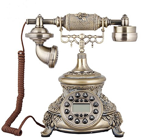 TelPal Corded Classic Antique Vintage Old Fashion Telephone for Home Office Decoration, Bronze Retro Caller ID House Phone, Wired Bronze Old Hotel Telephones
