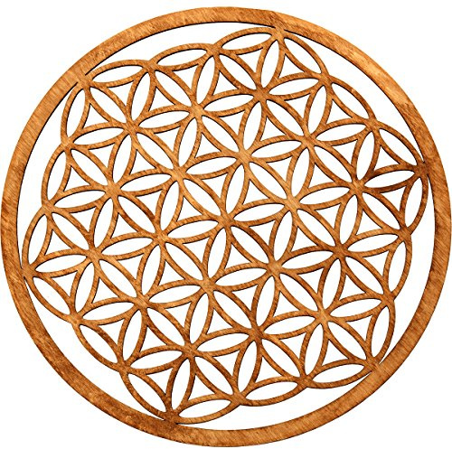MC-TREND Blume des Lebens Wanddeko aus Holz – 36 cm Durchmesser | Spirituelle Deko als Wandbild & Fensterdeko | Perfekt für Meditation & harmonische Räume(Ø 36 cm)