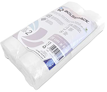 Rollo gofrado de COCCIÓN para envasar al vacío. (2 unidades) (28 cm x 6 metros) para Todo Tipo de envasadora doméstica. Ideal para Sous Vide y cocinar a baja temperatura. Certificado Europeo.