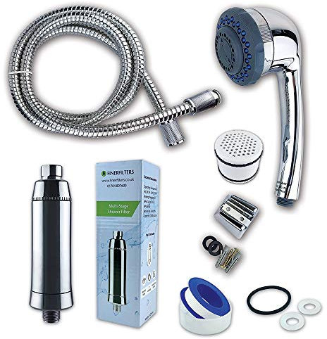 Complete Shower Water Filter Kit by Finerfilters - Multi-Stage Filtration for Extra Protection from Harsh Chemicals (Complete Shower Filter Kit)