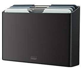 Joseph Joseph Folio Juego de 4 tablas de cortar con código de color y estuche para guardarlas (Regular) - Grafito