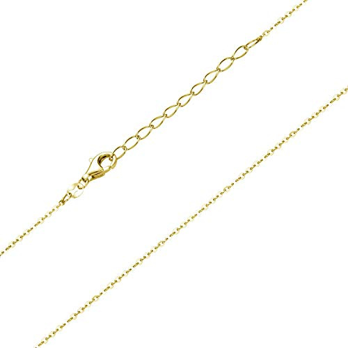 Kinder Kette Silber 925 Halskette Mädchen 1,2mm dünn Länge verstellbar | Feine Ankerkette aus 925 Sterling Silber rhodiniert oder vergoldet in 36-40cm von MATERIA by Matthias Wagner