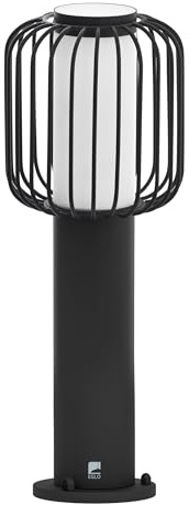 EGLO Außen Sockellampe Ravello, 1 flammige Außenleuchte | Sockelleuchte aus verzinktem Stahl in Schwarz und Kunststoff in Weiß, Außenlampe mit E27 Fassung, IP44