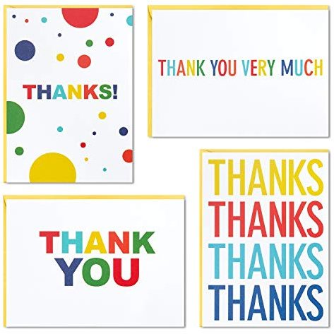 Hallmark Thank You Cards Assortment, Primary Colors (48 Thank You Notes for Kids and Adults) for Graduation, Baby Shower, Birthdays, All Occasion