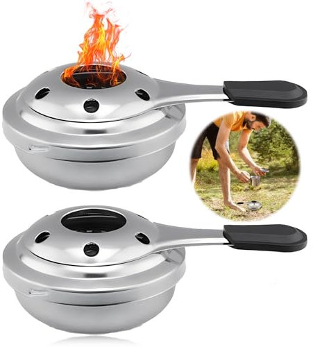 2 pcs Réchaud à Alcool, Réchaud à alcool portable en acier inoxydable, brûleur d'alcool pour fondue, pour Le Camping en Plein Air Ou La Panique, Détachable Et Non Toxique, Durable Et écologique