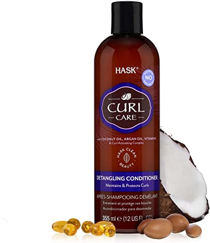 HASK Curl Care Entwirrender Conditioner für alle Arten von Locken, farbsicher und tierversuchsfrei – Flasche mit 355 ml
