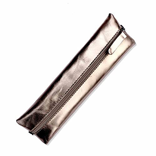 SinnWunder® echt Leder Feder-Mäppchen, Stifte-Etui mit Gummiband für Ringplaner oder Bullet-Journal - Rose-Gold