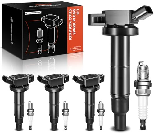 A-Premium Set of 4 Ignition Coil Pack and Iridium Spark Plugs Compatible with Toyota Camry Corolla Highlander Matrix RAV4 Solara & Scion tC xB & Lexus HS250h & Pontiac Vibe, 2.4L