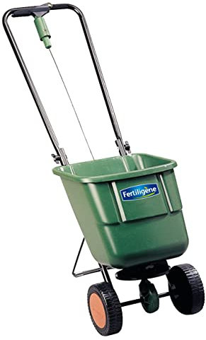 FERTILIGENE Fertiligène Easy Green Streuer 3-in-1, für Dünger, Saatgut und Streusalz, Fassungsvermögen: 5 bis 9 kg, mittlere und große Flächen, aus recycelbaren Materialien