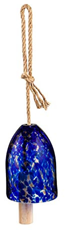 Evergreen Colorful Art Glas-Windspiel | Königsblau | Massivholzklöppel | natürlicher tiefer Ton | 17,8 cm hoch | schönes Geschenk für Terrasse, Garten, Heimdekoration im Freien