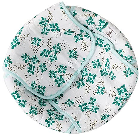 SoulGenie Rustic-Floral Bamboo Wicker Bread Basket with Removable Floral Cotton Cover - 9 Diameter, Multi-Use Fruit & Vegetable Serving Basket