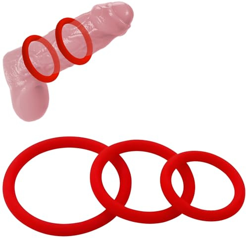 Silicone Penis Ring for Men Cock Rings for Male Erection Enhancing Couples Delay Control Stimulator Pleasure Device(red)