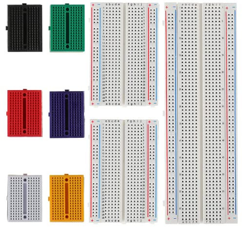 HUAREW Mini Breadboard 170 Points (6 Colors, 6PCS)+Small Breadboard 400 Points Solderless (2PCS)+Breadboard 830 Points (1 PCS) for Arduino and Proto Shield Electrical Connections block
