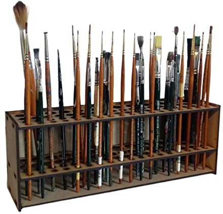 Youduo Make Up Pinselhalter Holz Pinsel Halter Ständer 67-Loch Pinselhalter Hölzerner Malstifthalter-Ständer Schreibtischständer-Organizer, Wandhalterung, Multifunktionaler