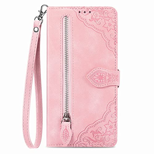 NEXCURIO Handyhülle für Apple iPhone 13 Mini Hülle Klappbar mit Kartenfäch Ständer Klapphülle Schutzhülle Leder Wallet Flip Case Cover Tasche Handytasche Stoßfeste - Rosa