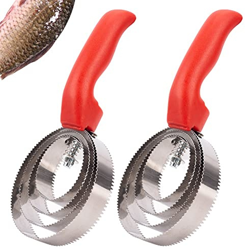Fish Skin Brush Fast Remove, 2pcs Stainless Steel Fish Scaler Remover, Heavy Duty commercial Fish Scaler Brush Fish Scaler Cleaning, Stainless Steel Sawtooth Easily Remove Fish Scales