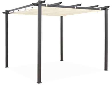 Alice's Garden - Pergola aus Aluminium - Isla 3x3m - Ecru Tuch- Ideale Laube für Ihre Terrasse, einziehbares Dach, Schiebetuch, Aluminiumstruktur