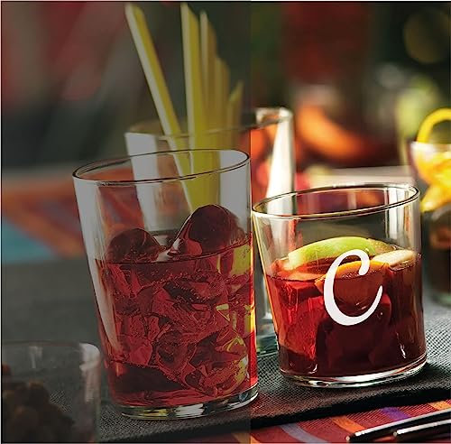 Generico Verre à eau personnalisé avec graphique gravé sur verre - Verres à eau de luxe gravés avec nom : personnalisable avec texte, dessins, mariage, cadeau (Initiale)