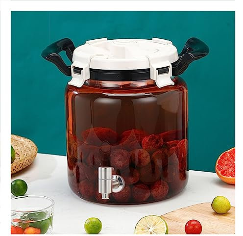WRJAHCG Dispenser per Bevande in Vetro,Dispenser di Bevande con Rubinetto,Caraffa in Vetro per Bevande Calde E Fredde con Supporto,per Picnic All'aperto,Barbecue E Altro,Stainless Steel Faucet,5L
