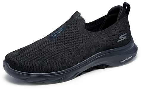Skechers Homme Go Walk 7 Stretch Fit Slip-on Basket, Black Textile, 43.5 EU