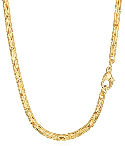NKlaus Königlicher Glanz: 925 Silber Gelbgold vergoldete runde Königsketten, 45cm, 50cm, 55cm, 60cm, 3mm Breite – Ein majestätisches Collier