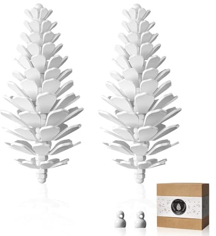 Pinecone Ornaments, Handmade Metal Pinecones, White Christmas Decor, Table Office Wedding Decorations ,Paperweight Pine Cones for Crafts, Home Decor, House Warming Gifts New Home (White Pinecones)